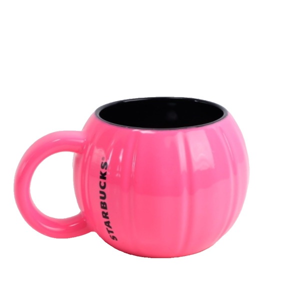 Starbucks Fall 2023 Neon Hot Pink Pumpkin Halloween Ceramic Mug 12oz Coffee Cup - Picture 2 of 14